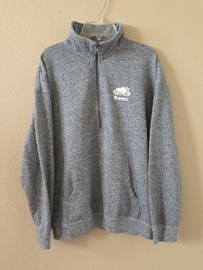 Roots Womens Gray Relaxed Half Zip Mock Neck Sweatshirt - Size Medium